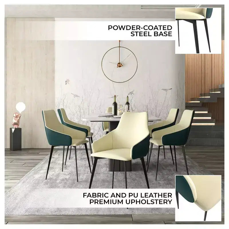 Sedia da pranzo imbottita in tessuto carbone con gambe in ferro, set da 2