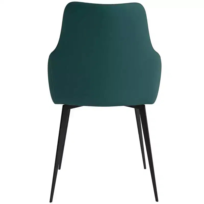 Sedia da pranzo imbottita in tessuto carbone con gambe in ferro, set da 2