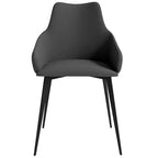 Sedia da pranzo imbottita in tessuto carbone con gambe in ferro, set da 2