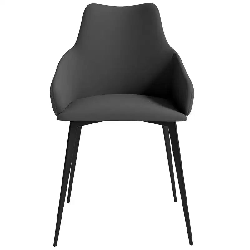 Sedia da pranzo imbottita in tessuto carbone con gambe in ferro, set da 2