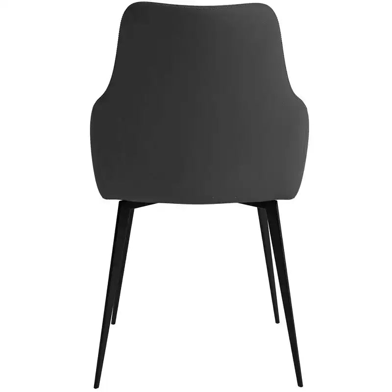 Sedia da pranzo imbottita in tessuto carbone con gambe in ferro, set da 2