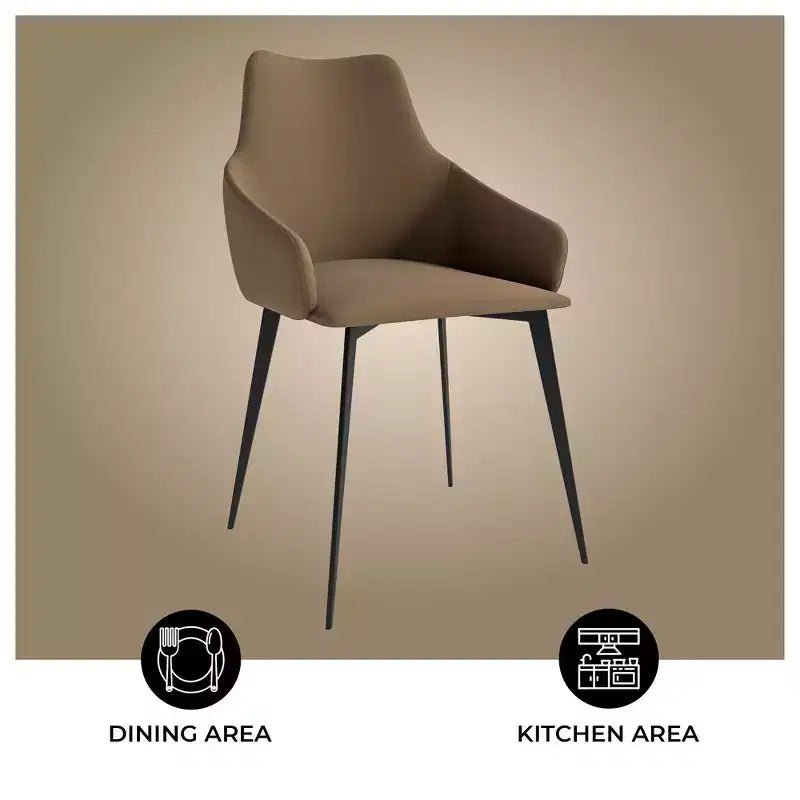 Sedia da pranzo imbottita in tessuto carbone con gambe in ferro, set da 2