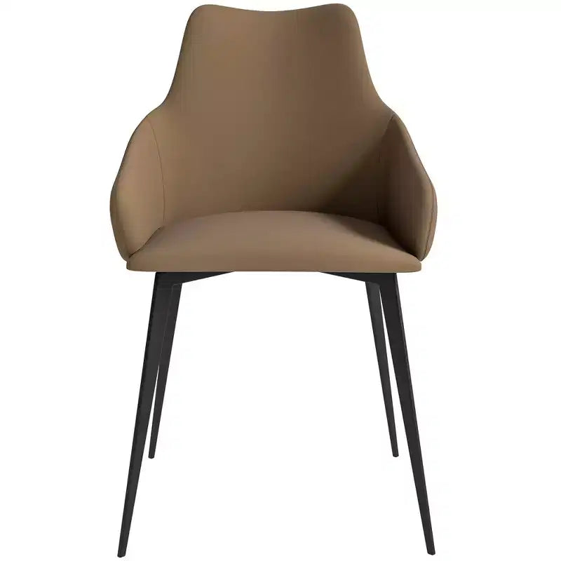 Sedia da pranzo imbottita in tessuto carbone con gambe in ferro, set da 2