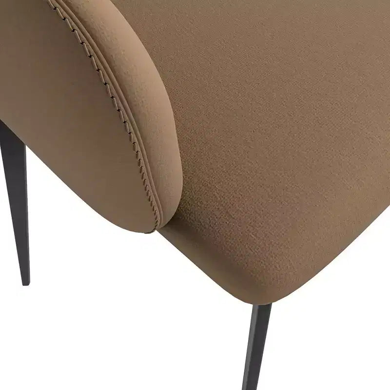 Sedia da pranzo imbottita in tessuto carbone con gambe in ferro, set da 2