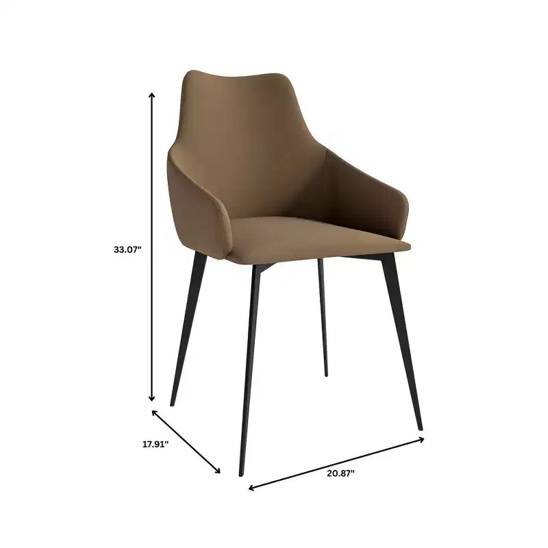 Sedia da pranzo imbottita in tessuto carbone con gambe in ferro, set da 2