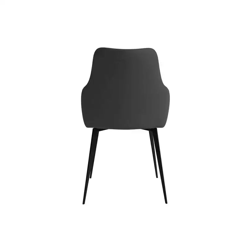 Sedia da pranzo imbottita in tessuto carbone con gambe in ferro, set da 2