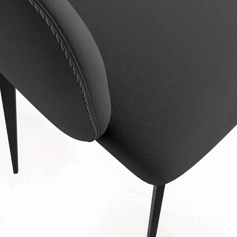Sedia da pranzo imbottita in tessuto carbone con gambe in ferro, set da 2