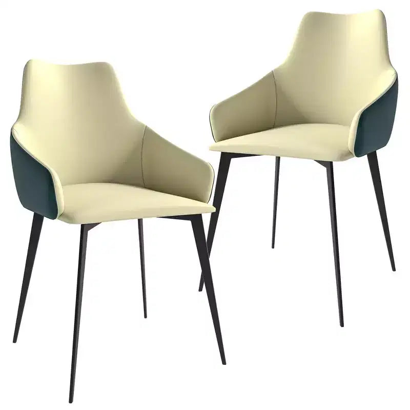 Sedia da pranzo imbottita in tessuto carbone con gambe in ferro, set da 2
