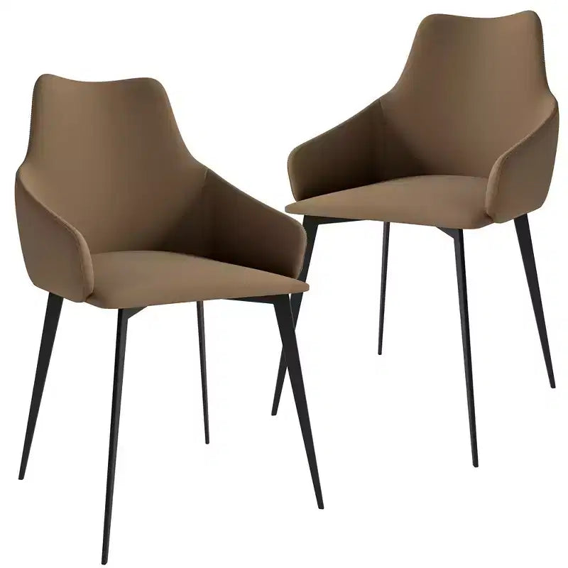 Sedia da pranzo imbottita in tessuto carbone con gambe in ferro, set da 2