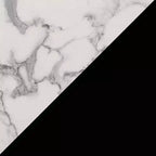 Tavolino finale con 1 cassetto e ripiani aperti | Legno di fienile/Nero, Finto marmo bianco | 1 Pezzo