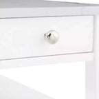Tavolino finale con 1 cassetto e ripiani aperti | Legno di fienile/Nero, Finto marmo bianco | 1 Pezzo