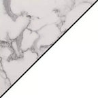 Tavolino finale con 1 cassetto e ripiani aperti | Legno di fienile/Nero, Finto marmo bianco | 1 Pezzo
