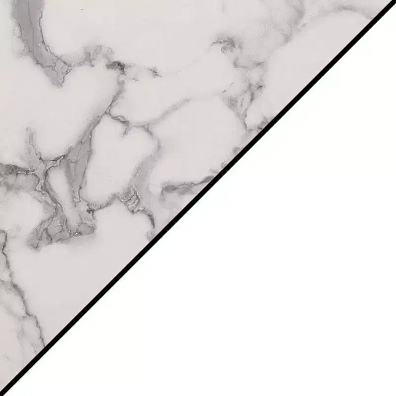 Tavolino finale con 1 cassetto e ripiani aperti | Legno di fienile/Nero, Finto marmo bianco | 1 Pezzo