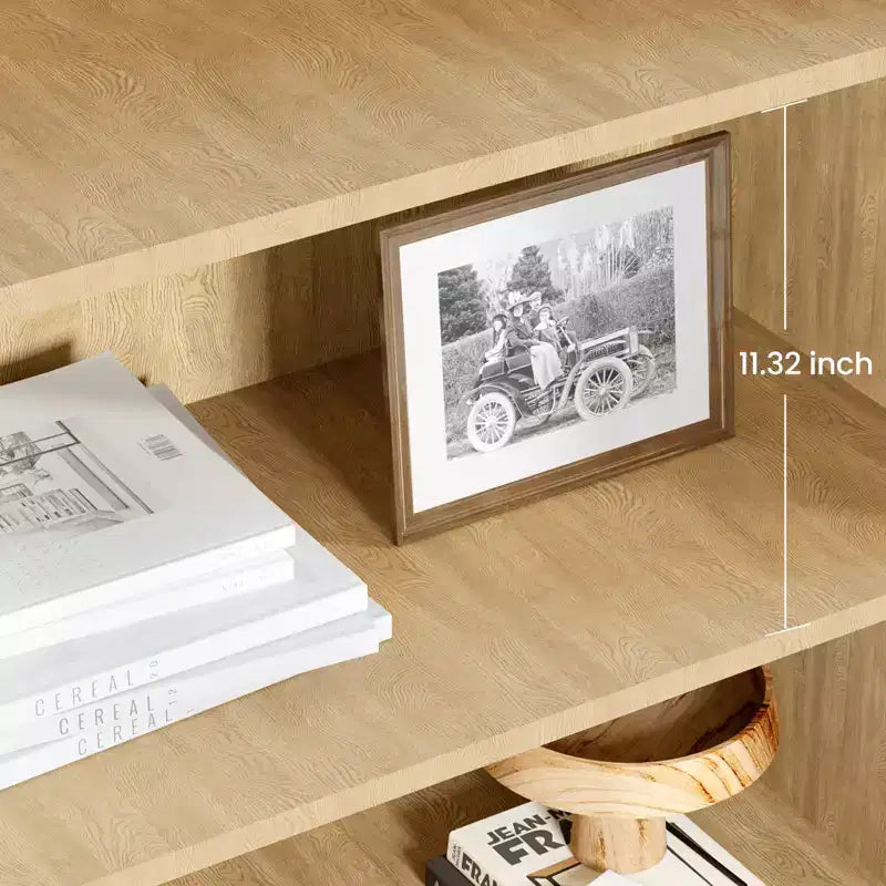 Libreria a 5 Ripiani con Mobiletto e Anta – Nero / Burlywood / Legno Naturale, Singola