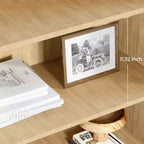 Libreria a 5 Ripiani con Mobiletto e Anta – Nero / Burlywood / Legno Naturale, Singola