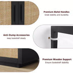 Libreria a 5 Ripiani con Mobiletto e Anta – Nero / Burlywood / Legno Naturale, Singola