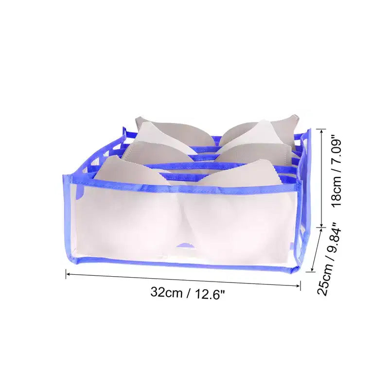 Organizzatore per cassetti porta abiti a 6 scomparti in nylon a rete grigio, singolo