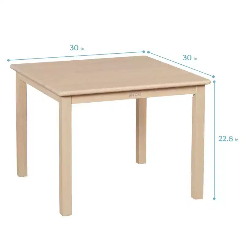 Tavolo quadrato in legno massello per bambini con 2 sedie, set da 3 pezzi