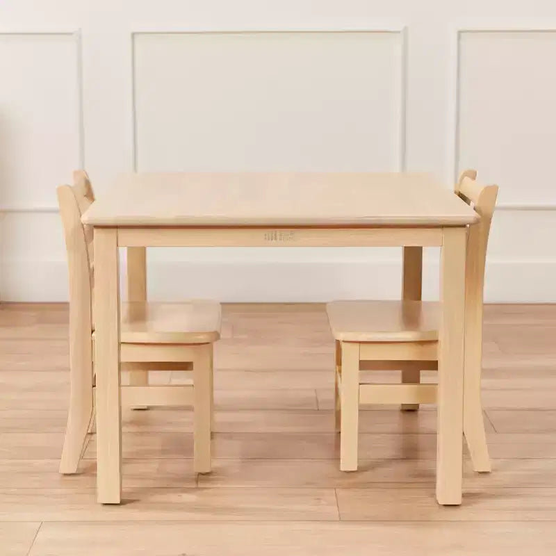 Tavolo quadrato in legno massello per bambini con 2 sedie, set da 3 pezzi