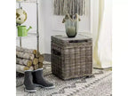 Baule Contenitore Quadrato in Rattan Bianco, Singolo