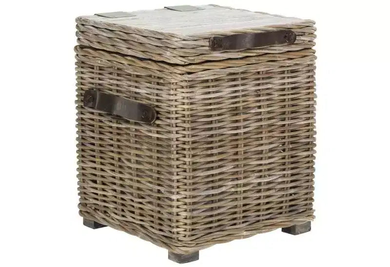 Baule Contenitore Quadrato in Rattan Bianco, Singolo