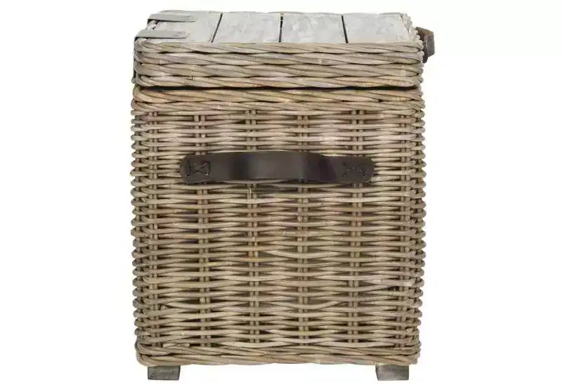 Baule Contenitore Quadrato in Rattan Bianco, Singolo