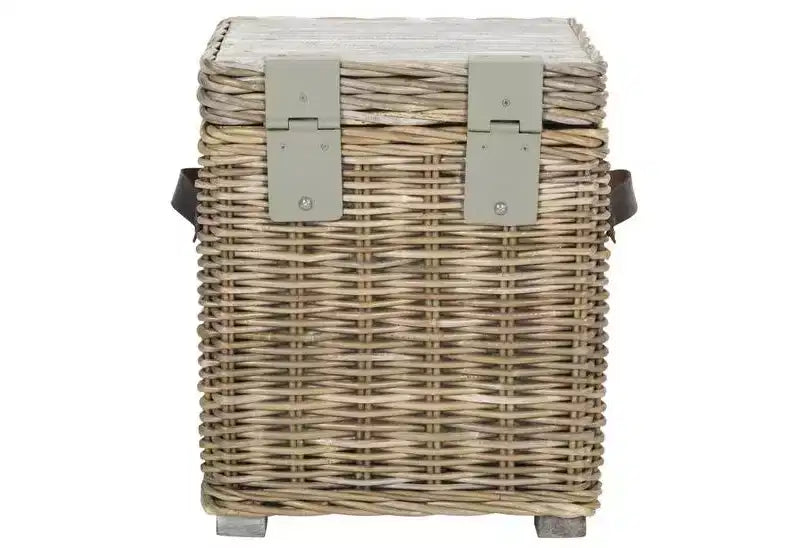Baule Contenitore Quadrato in Rattan Bianco, Singolo