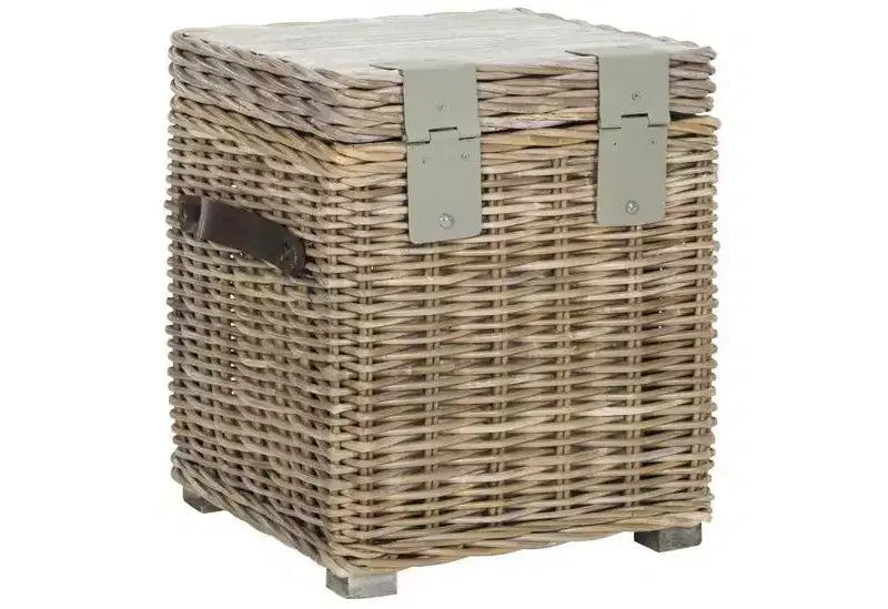 Baule Contenitore Quadrato in Rattan Bianco, Singolo