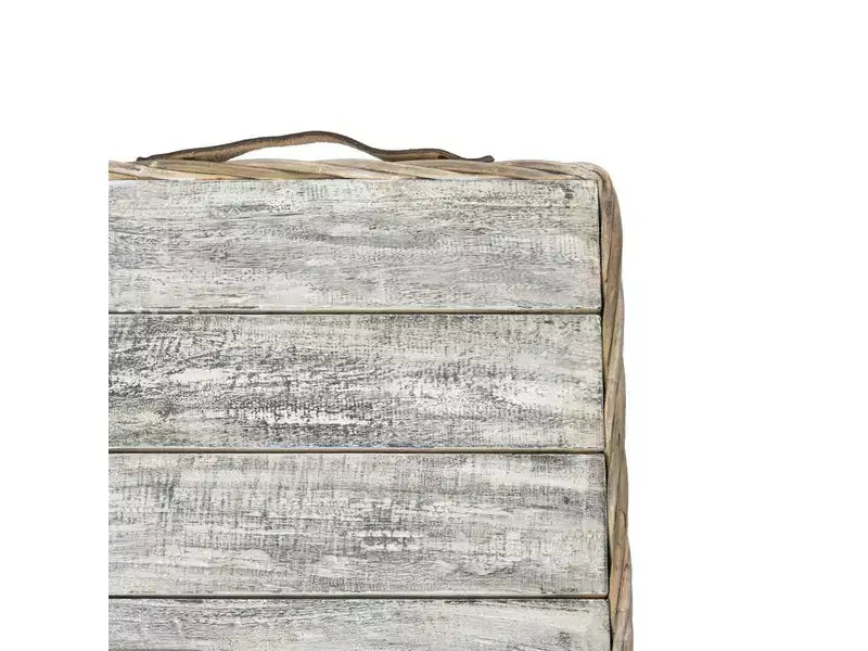 Baule Contenitore Quadrato in Rattan Bianco, Singolo