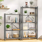 Scaffale pieghevole a 5 ripiani in filo metallico, argento, 160 cm H, singolo