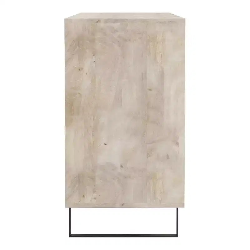 Madia in legno di mango naturale con 4 ripiani e 3 ante