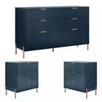Festivo 3pc Modern Elegance 2 Drawer Nightstands and 6 Drawer Dresser Set