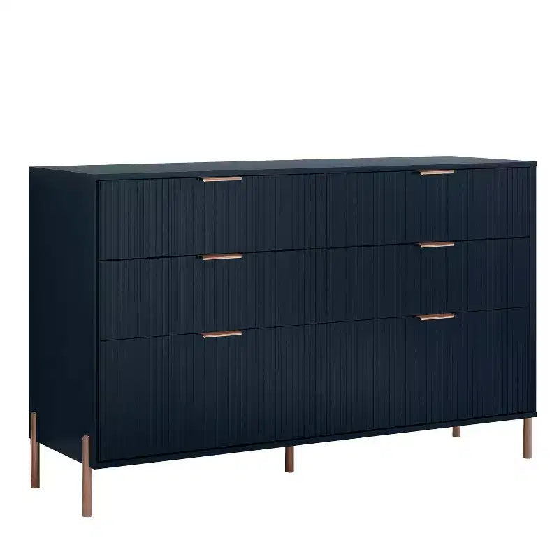 Set camera da letto moderno Espresso 3 pezzi – Comodini a 2 cassetti e Cassettiera a 6 cassetti, per 2