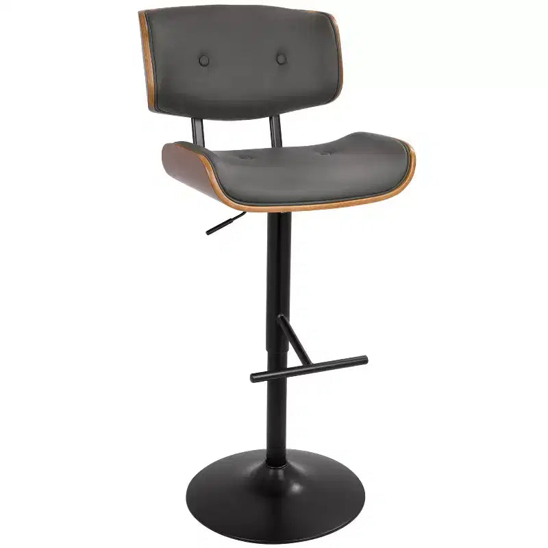 Sgabello da bar regolabile girevole nero/crema/grigio, schienale medio in similpelle, set da 3