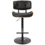 Sgabello da bar regolabile girevole nero/crema/grigio, schienale medio in similpelle, set da 3