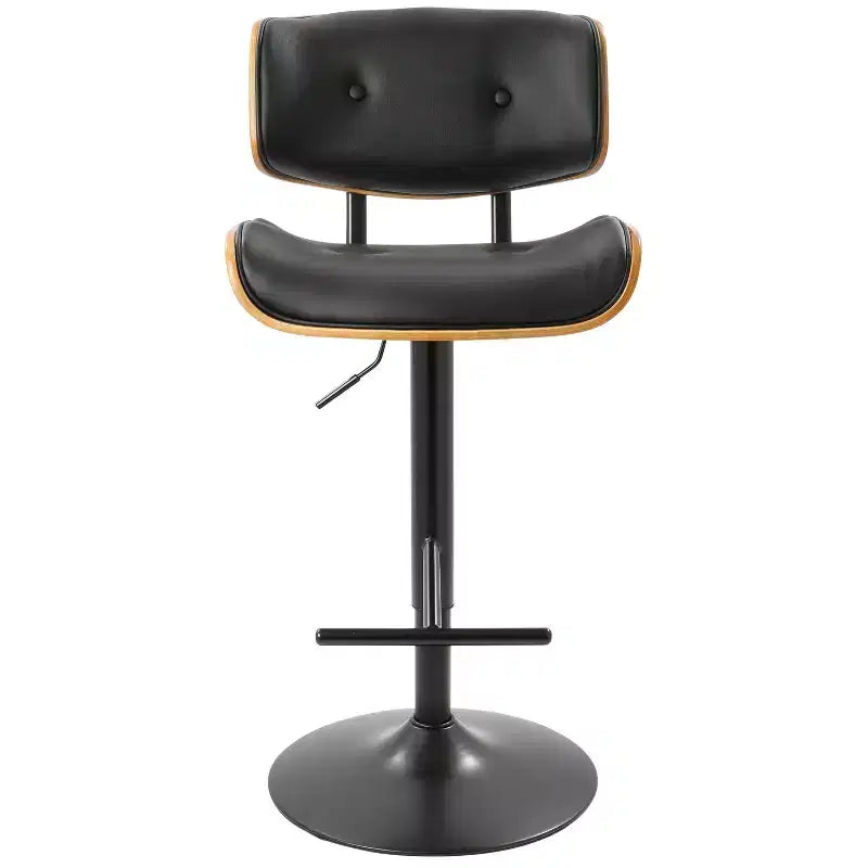 Sgabello da bar regolabile girevole nero/crema/grigio, schienale medio in similpelle, set da 3