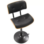 Sgabello da bar regolabile girevole nero/crema/grigio, schienale medio in similpelle, set da 3
