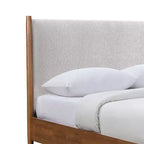 Letto imbottito a piattaforma in tessuto Bouclé avorio con testiera, per 1–2 adulti – King/Full
