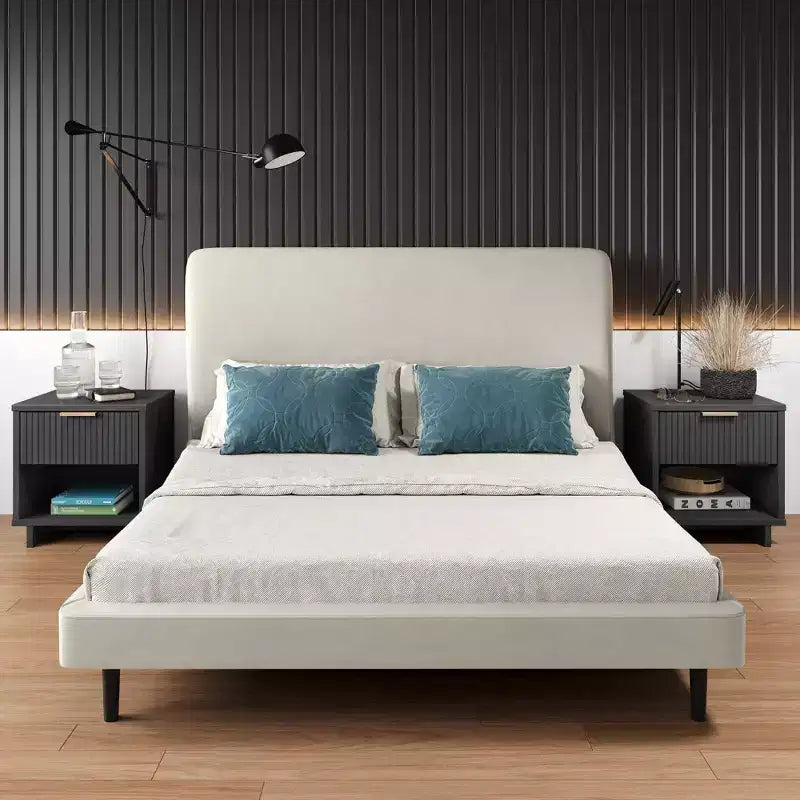 Comodino con cassetto e ripiano aperto, set da 2 — Nero / Grigio scuro / Grigio chiaro / Verde salvia / Bianco