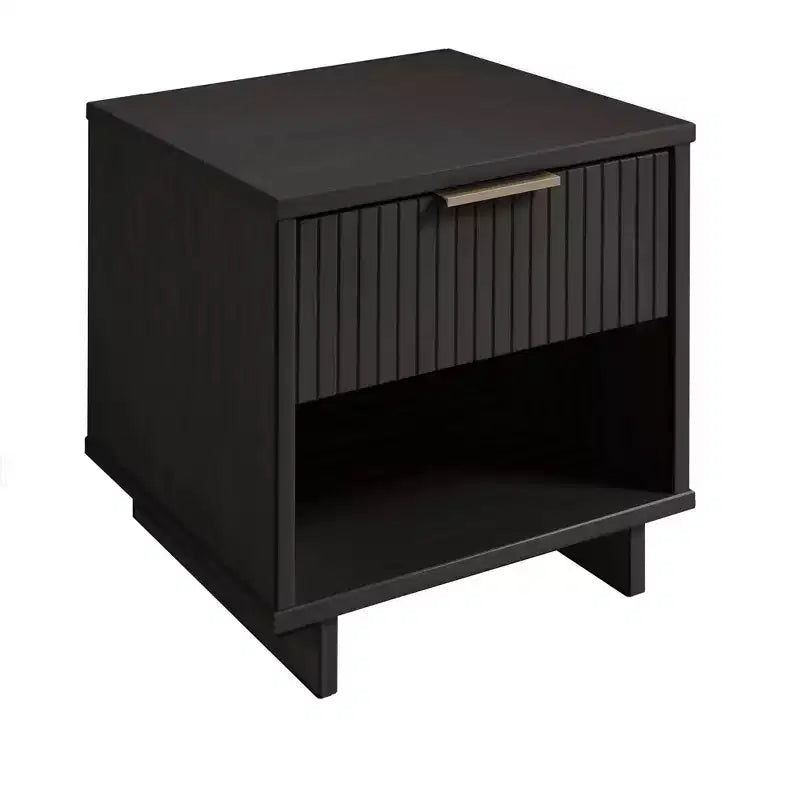 Comodino con cassetto e ripiano aperto, set da 2 — Nero / Grigio scuro / Grigio chiaro / Verde salvia / Bianco