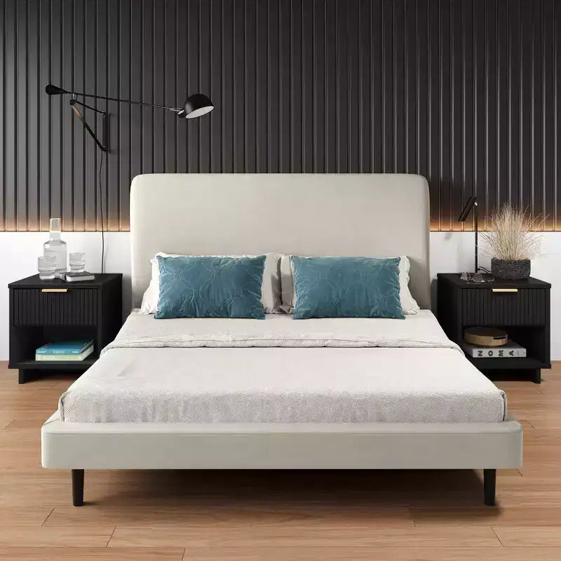 Comodino con cassetto e ripiano aperto, set da 2 — Nero / Grigio scuro / Grigio chiaro / Verde salvia / Bianco