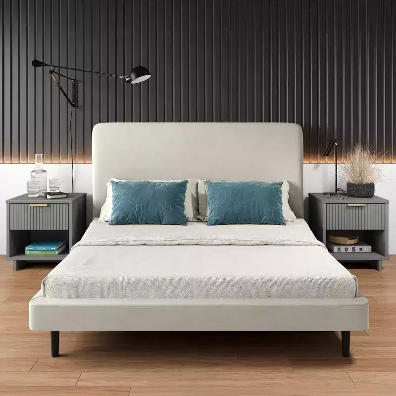 Comodino con cassetto e ripiano aperto, set da 2 — Nero / Grigio scuro / Grigio chiaro / Verde salvia / Bianco