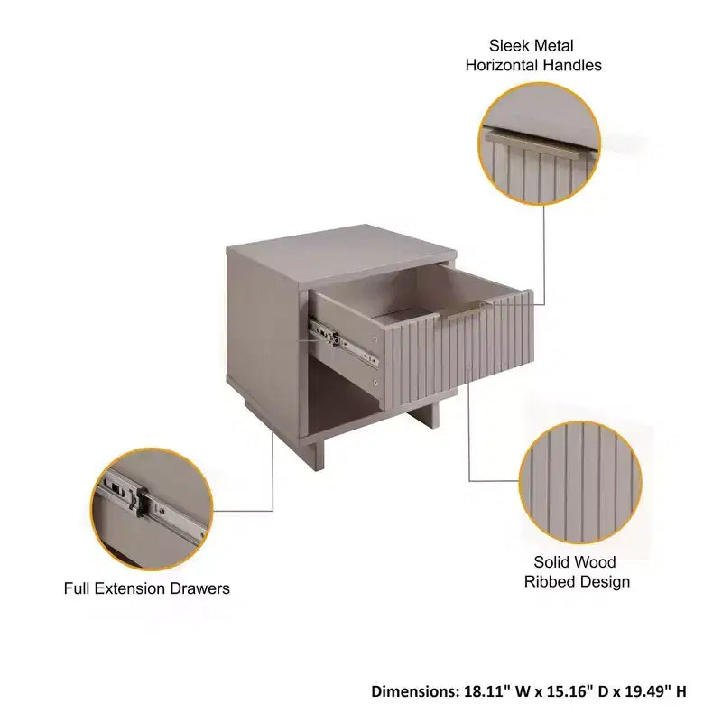 Comodino con cassetto e ripiano aperto, set da 2 — Nero / Grigio scuro / Grigio chiaro / Verde salvia / Bianco