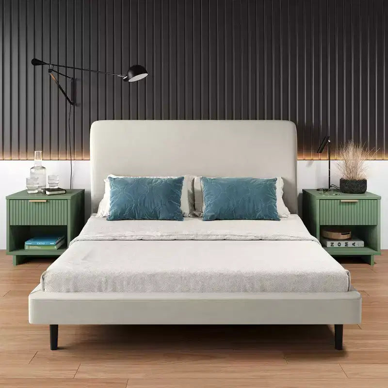 Comodino con cassetto e ripiano aperto, set da 2 — Nero / Grigio scuro / Grigio chiaro / Verde salvia / Bianco