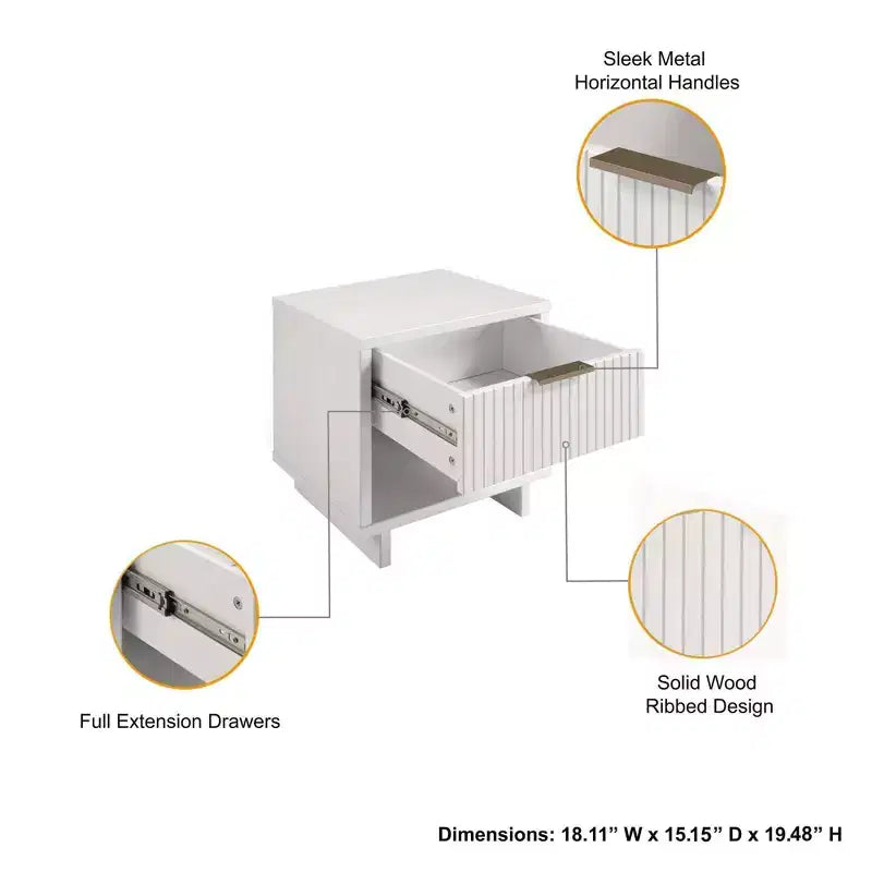 Comodino con cassetto e ripiano aperto, set da 2 — Nero / Grigio scuro / Grigio chiaro / Verde salvia / Bianco