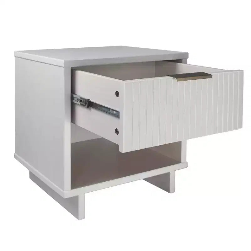 Comodino con cassetto e ripiano aperto, set da 2 — Nero / Grigio scuro / Grigio chiaro / Verde salvia / Bianco