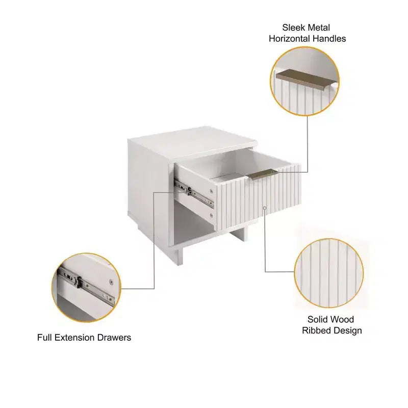 Comodino con cassetto e ripiano aperto, set da 2 — Nero / Grigio scuro / Grigio chiaro / Verde salvia / Bianco