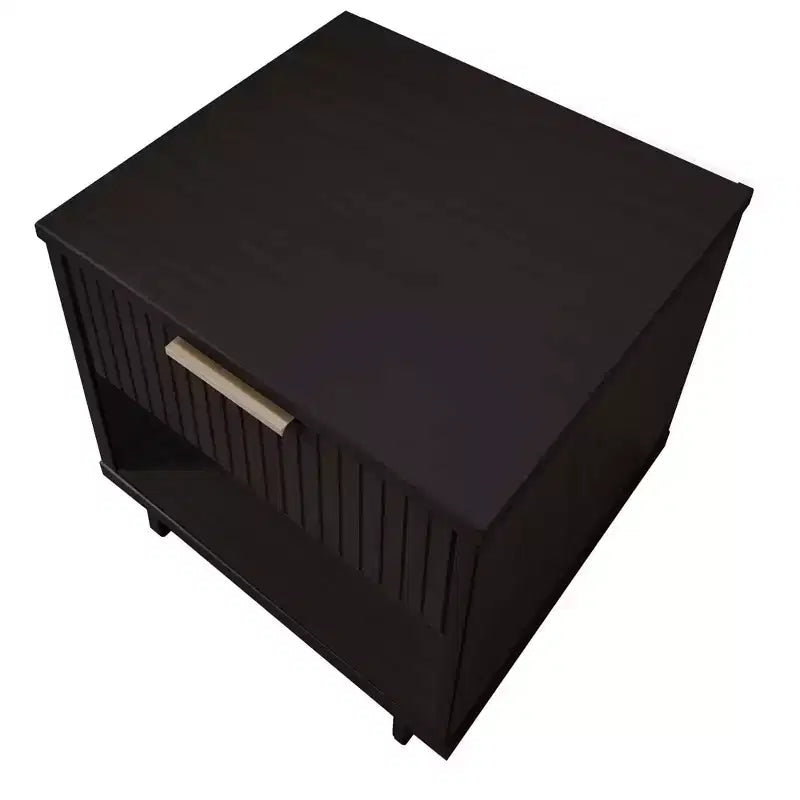 Comodino con cassetto e ripiano aperto, set da 2 — Nero / Grigio scuro / Grigio chiaro / Verde salvia / Bianco