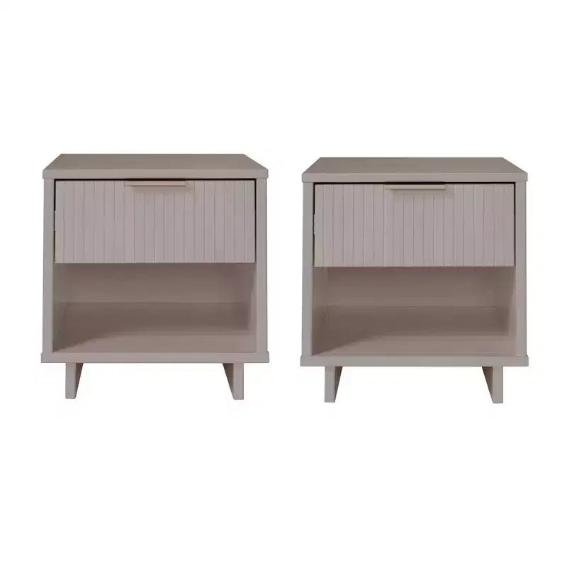 Comodino con cassetto e ripiano aperto, set da 2 — Nero / Grigio scuro / Grigio chiaro / Verde salvia / Bianco