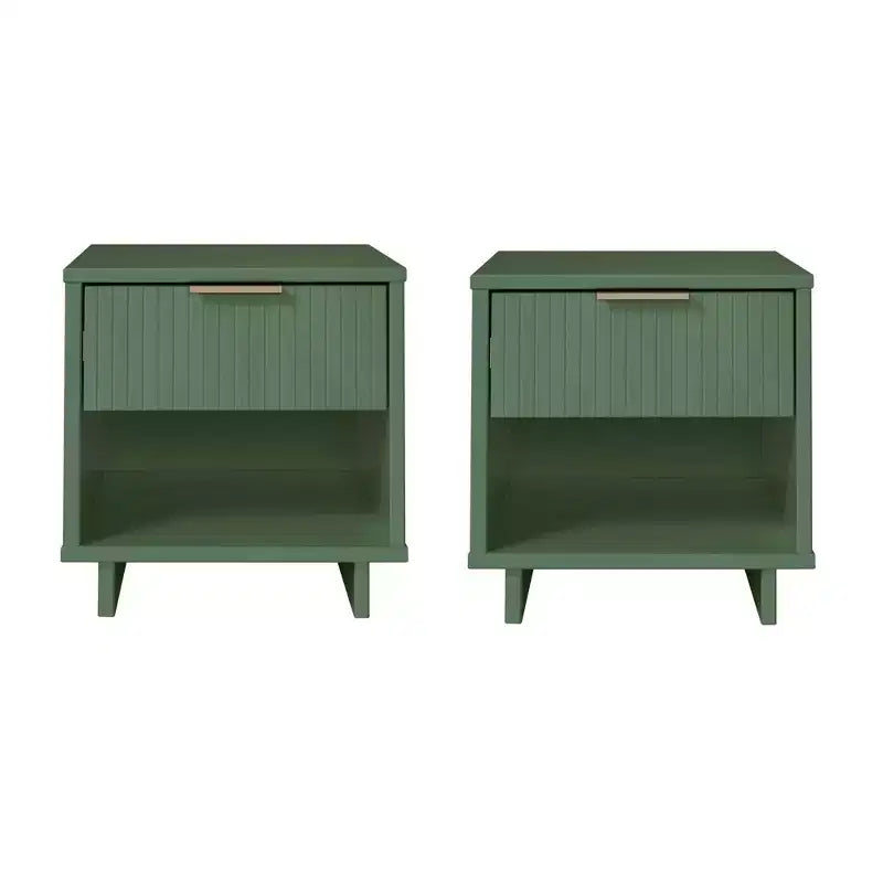 Comodino con cassetto e ripiano aperto, set da 2 — Nero / Grigio scuro / Grigio chiaro / Verde salvia / Bianco